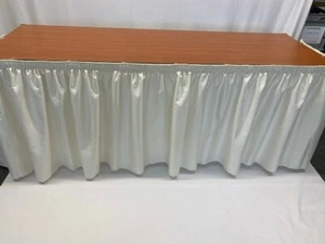 Cream Shirred Table Skirting with Grommet Heading 2.66 m x 71 cm (L) - Picture 1 of 6