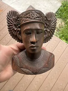 Vintage Cambodian ? Bali ?Carved Man Sculpture Coastal Headdress - Picture 1 of 9