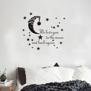 Wall Sticker Sleeping Moon Star Cartoon Mural Decals Baby Room Home Decoration - Picture 1 of 12