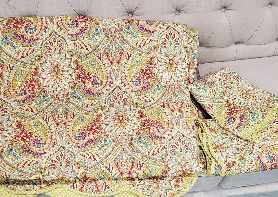 Juego de edredón Waverly Swept Away amarillo cachemir 3 piezas simulado 108" x 120" colcha king Foto 1 de 4