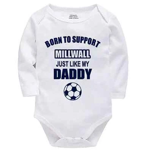 Personalised Born to Support Millwall Just Like Daddy Baby Bodysuit Football Fan - Picture 1 of 11
