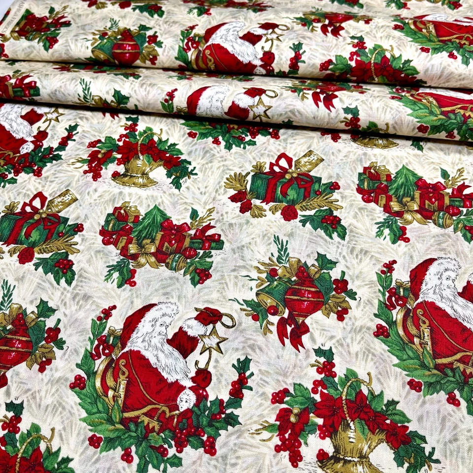 Classic Holiday by RJR Fabrics Christmas Santa Claus Fabric 1 YARD 100% Cotton - Image 1 of 4