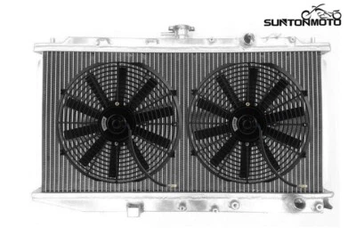 2ROW Aluminum Radiator For 1988-1991 Honda Civic CRX 1.5L Manual Only+FANS - Image 1 of 2