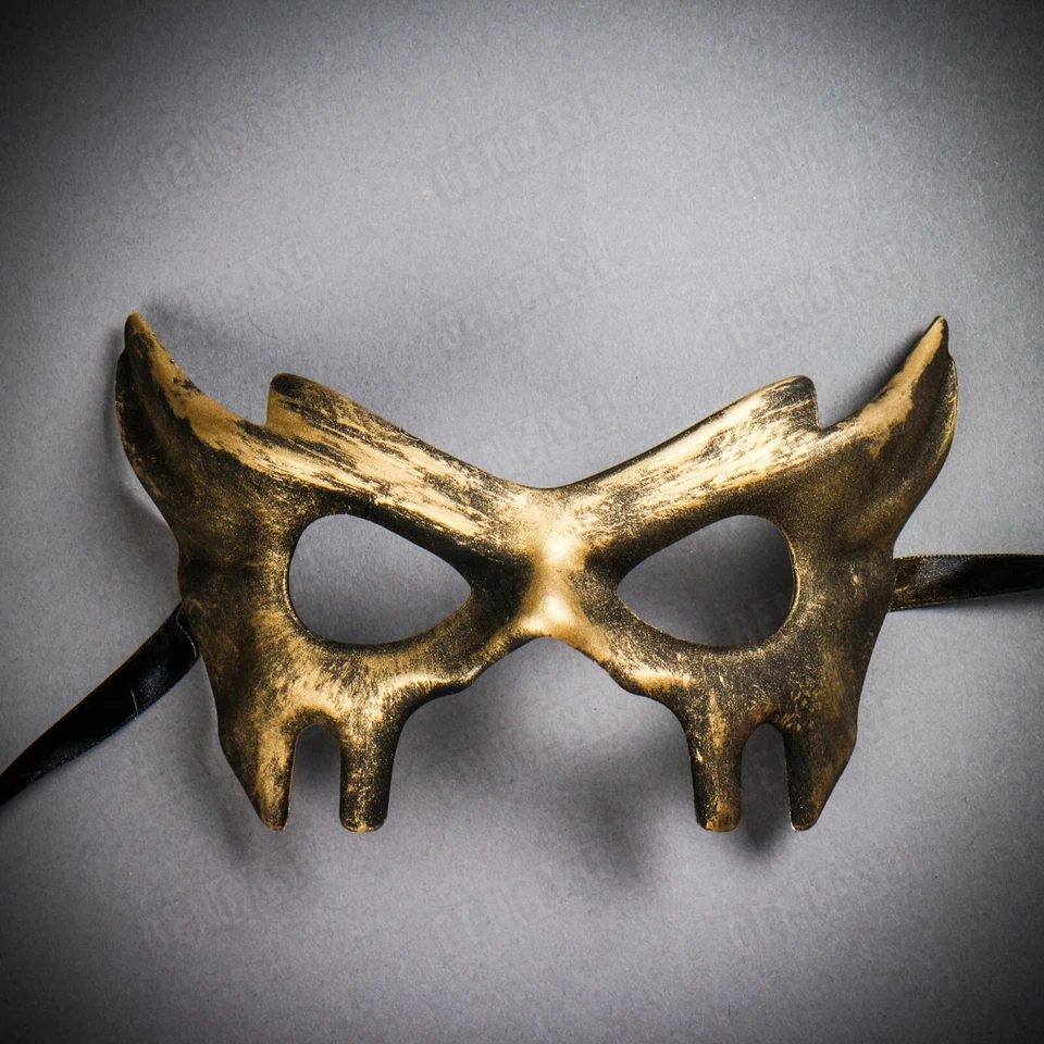 Black Devil Eye Mask For Masquerade Ball Costume Party | Wedding Eye Mask Gold - Image 1 of 4