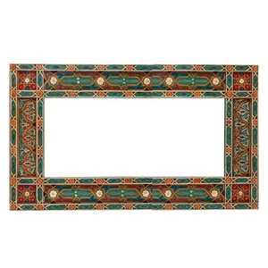 Green Horizontal Full length Moroccan Wooden hand painted mirror frame 61" x 24" - Picture 1 of 5