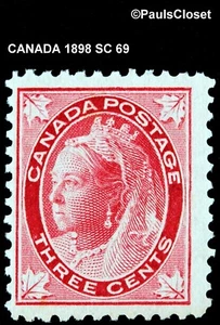CANADA 1898 SC 69 QUEEN VICTORIA CARMINE 3¢ MNH OG FINE/VERY FINE - Picture 1 of 2