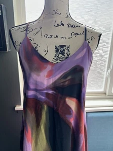 Nicole Miller NEU MIT ETIKETT $ 149 LANGES MEHRFARBIGES KLEID GRÖSSE SMALL - Bild 1 von 5