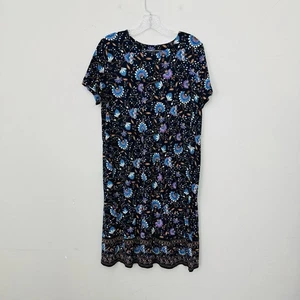 Vestido Camiseta Mujer Jill The Wearever Collection Negro Floral Manga Corta’s M - Imagen 1 de 9