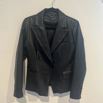 Bcbgmaxazria Womens Faux Leather Black Blazer  Small/medium - Image 1 of 4