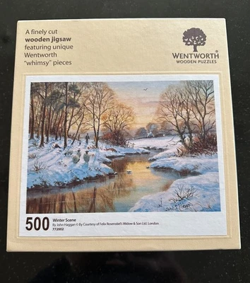 Rompecabezas de madera Wentworth 500 “Escena de invierno” con oculto Feliz Navidad RARO Foto 1 de 3