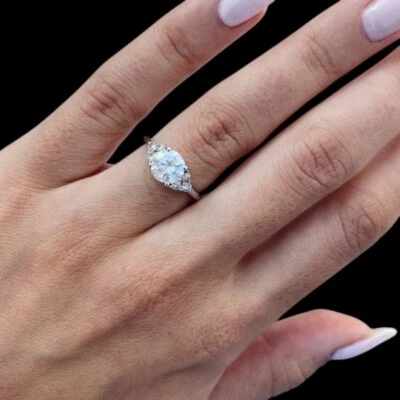 IGI Certified 1.40 Ct Lab Created Diamond Engagement Ring 18K White Gold Round - Image 1 of 4