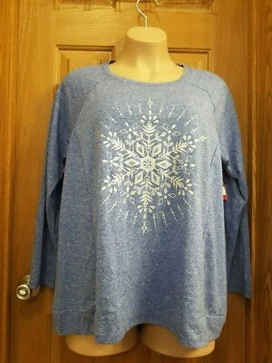 Camiseta Manga Larga Holiday Time Navidad Gráfico Rosa o Azul Talla 1X (16/18) Nueva con Etiquetas Foto 1 de 4