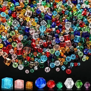 1000 Pieces Crystal Beads for Jewelry Making Assorted Faceted Crystal Glass B... - Picture 1 of 6