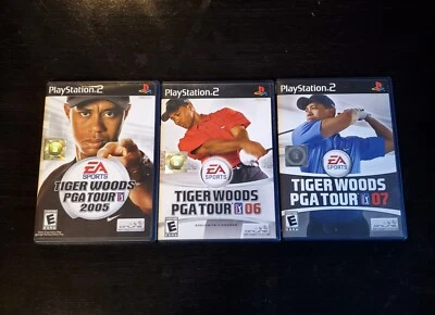 Tiger Woods PGA Tour 2005 2006 2007 PlayStation 2 PS2 Game Lot All Complete CIB - Image 1 of 4