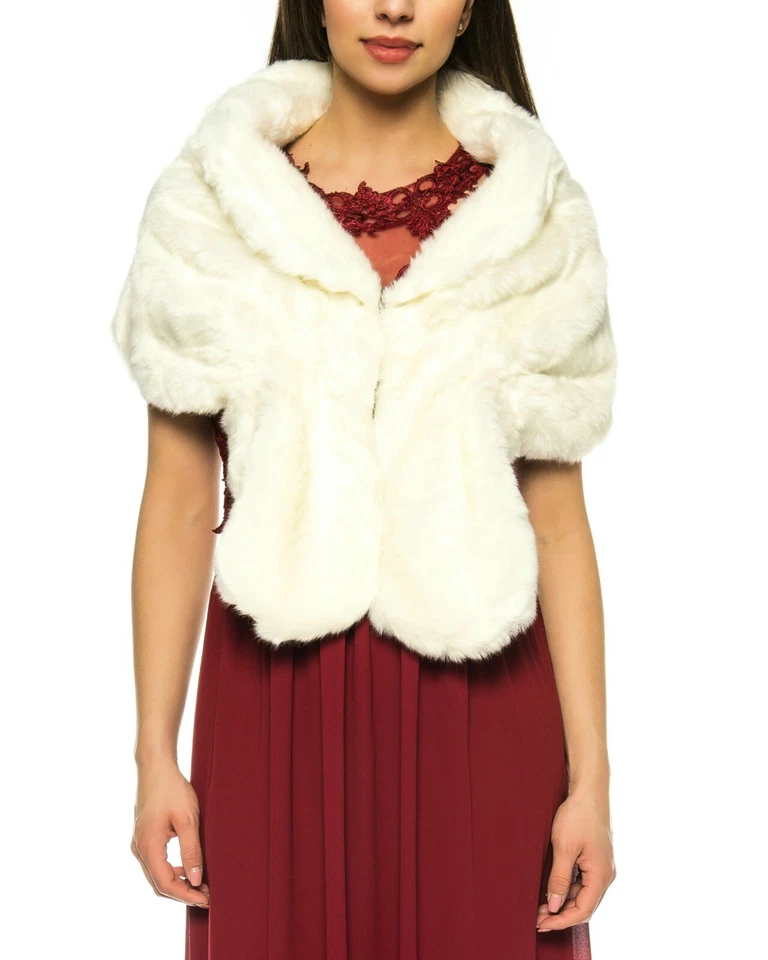 PELZ ABEND JACKE BLAZER  BRAUT STOLA KUNST PELZ BOLERO WEISS SCHAL ART: MA - Bild 1 von 3