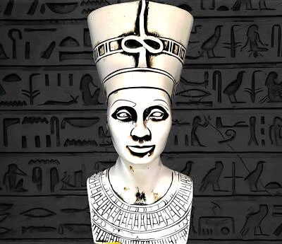 Бюст царицы Нефертити ручной работы из белого камня, художественная статуя египетского искусства ручной работы, - Изображение 1 из 4