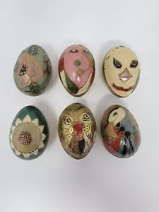 Brass Enamel Painted Cloisonne Eggs Lot Of 6 - Picture 1 of 12