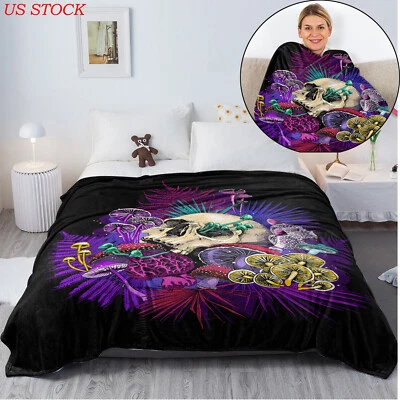 Manta de franela suave seta colorida calavera sofá manta de camping 50"x60" Foto 1 de 4