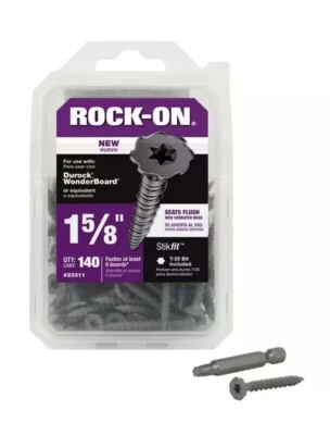 Tornillos para tablero de cemento Rock-On No.9 X 1-5/8 233311 140PK #9 azulejos ducha Kerdi Go Foto 1 de 4