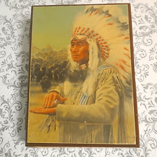 Vintage 50's MCM Native American Chief Cedar Wood Box Hope Chest