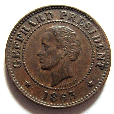 HAITI - 5 CENTIMES 1863 KM# 39, HIGH GRADE - Image 1 of 2