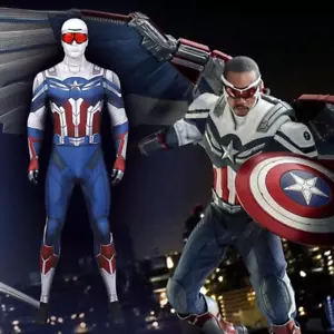 Superhero Falcon Captain America Jumpsuit Cosplay Costume Suit Mask Halloween - Picture 1 of 11