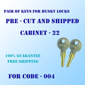 Replacement keys for Husky tool box locks, cut to your code, for code 004. - Picture 1 of 1