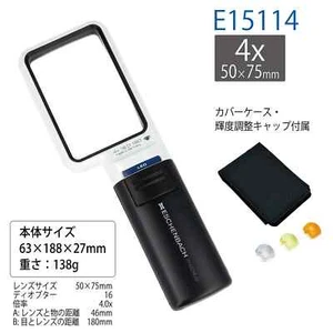 ESCHENBACH LED Handheld Magnifier 4x Mobilux Rectangular 50x75mm Lens 1511-4 - Picture 1 of 13