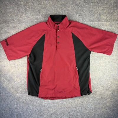 Pullover abotonado manga corta negro rojo mediano de golf Ping Collection para hombre Foto 1 de 4