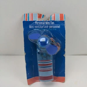 Personal Mini Fan Blue Soft Handheld Safety Blades Neck Carrying Strap - Picture 1 of 7