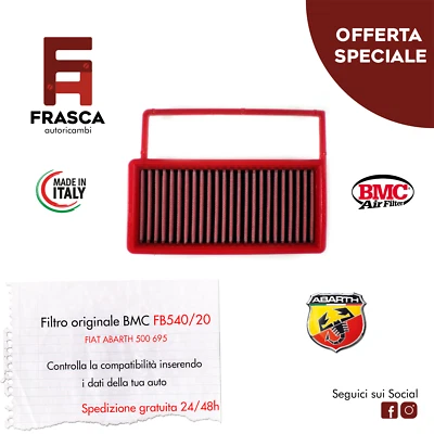 Filtro Aria Sportivo BMC FIAT  500 ABARTH 595 135cv 1.4 140 CV rigenerabile - Imagen 1 de 2