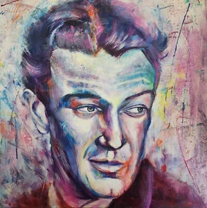 Original John Wayne Painting Abstract Realism Expressive Western Pop Art 24x24 - Picture 1 of 3