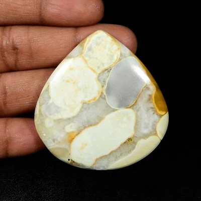 Natural Yellow White Cobra Jasper Cabochon 53x51 mm Heart Shape Gemstone #8775 - Image 1 of 4