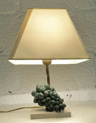 VINTAGE MID CENTURY STONE GRAPES TRAVERTINE TABLE LAMP MARBLE  - Image 1 of 4