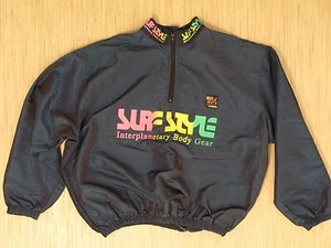 Vintage Surf Style Blue Windbreaker Hombres de una talla 1/4 Zip Long Sleeve Made USA - Imagen 1 de 3