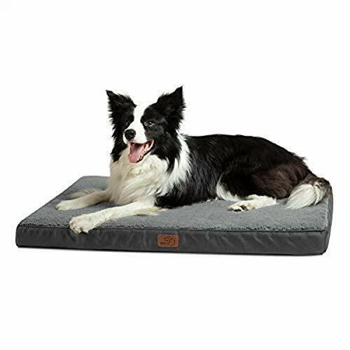 Bedsure Dog Bed Washable - Memory Foam Orthopedic Dog Bed and Mattress Mat, L - Grey