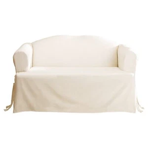 SureFit Cotton Duck Canvas T Cushion Loveseat Slipcovers Loveseat Cover Cotton - Picture 1 of 5