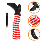  Red Cloth Halloween Witch Legs Cake Topper Decorations Lawn Stakes