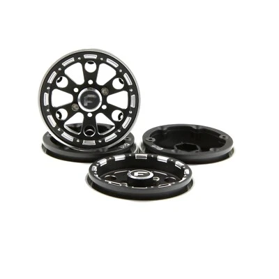 GDS Racing Four 1.9" Black Alloy Beadlock Wheel Rim Wide 1" for RC Model #094BK - Image 1 of 4