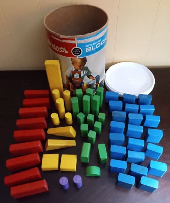 Vintage 645 PLAYSKOOL Colored BLOCKS Milton Bradley - 61 of 64: Incomplete Set - Image 1 of 4