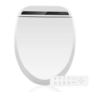 Smart Toilet Seat Electric Heated Elongated Bidet with Remote Warm Air Dry LED - Picture 1 of 9