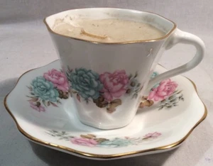 Coalport Floral Pattern Cup and Saucer With Candle Inside Cup - Picture 1 of 8