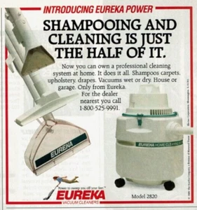 1989 Vintage Print Ad Introducting Eureka Power Vacuum Cleaners Shampooing Clean - Picture 1 of 2