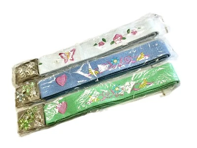 Cinturón Vintage 3 Bordado Lona Ajustable Cinturón Mariposa Hebilla SETB Foto 1 de 4