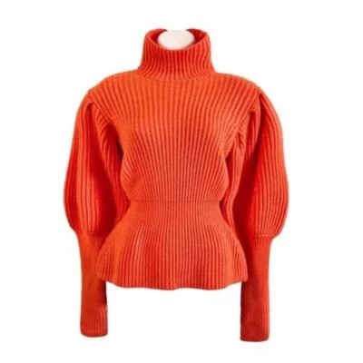 Suéter Christian DIOR 2016 Pasarela Naranja Acanalado Globo Peplum 44 EE. UU. 12 $1100 Foto 1 de 4