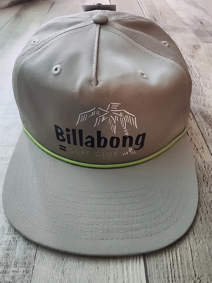 Billabong Surf Club SnapBack BallCap OS Bay Shore-Gray Logo Palm Tree Graphic
