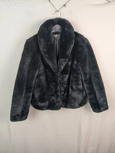 Missguided Ladies Size 4 Petite Black Faux Fur Jacket - Picture 1 of 13