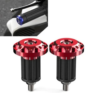 7/8'' Dirt Bike CNC Handlebar Grips Handle Bar End Cap Plugs Slider Red Motor - Picture 1 of 4