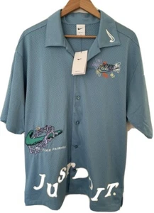 Nike Sportswear Dri-Fit Mesh Top Button Mesh Shirt DZ3078-424, Size L (New) - Picture 1 of 10