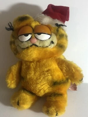 Sombrero de peluche vintage Garfield en Santa Claus gato 1981 Foto 1 de 4